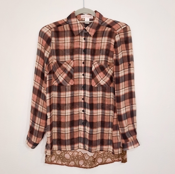 Band of Gypsies Sheer Button Down XS - Picture 3 of 5